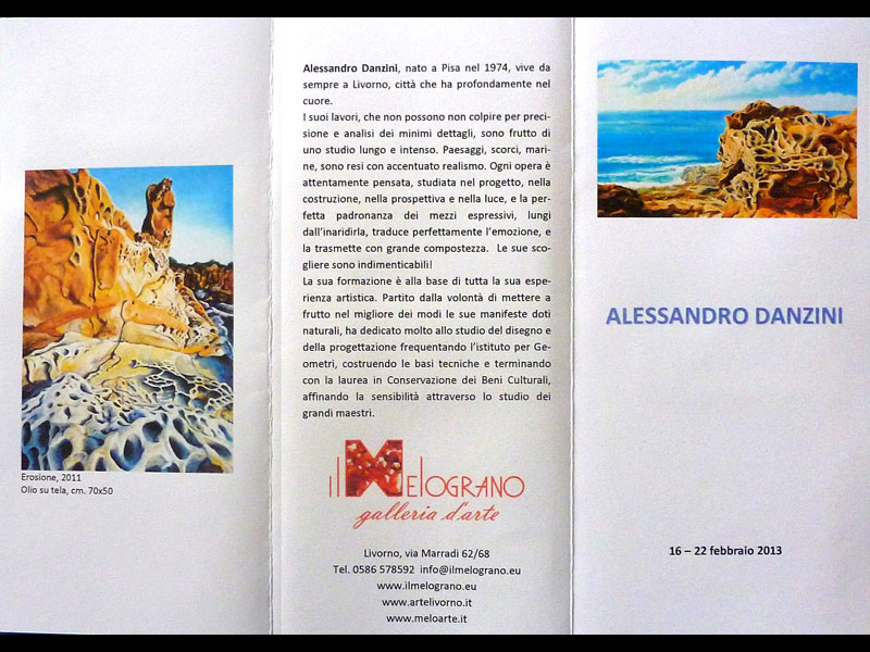 Brochure of the solo exhibition at Galleria Il Melograno in Livorno